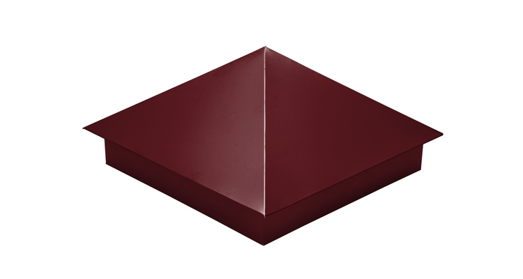 Колпак на столб 390х390мм 0.45 PE с пленкой RAL 3005 красное вино