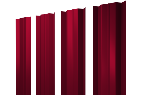 Штакетник М-образный В с прямым резом 0.45 PE RAL 3003 рубиново-красный