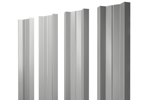 Штакетник М-образный A с прямым резом 0.45 PE RAL 9006 бело-алюминиевый