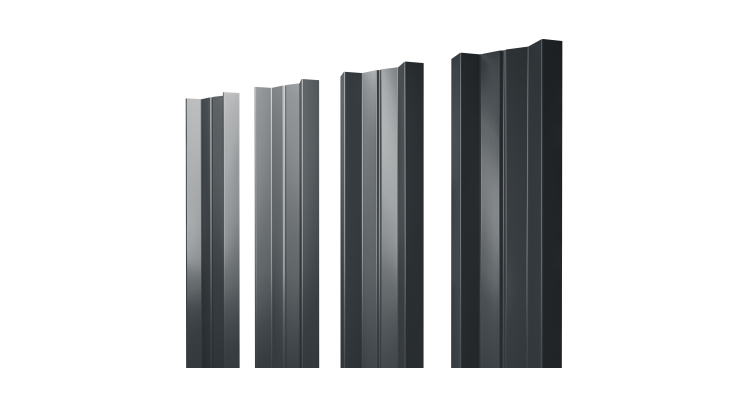 Штакетник М-образный А с прямым резом 0.5 Satin Matt RAL 7016 антрацитово-серый
