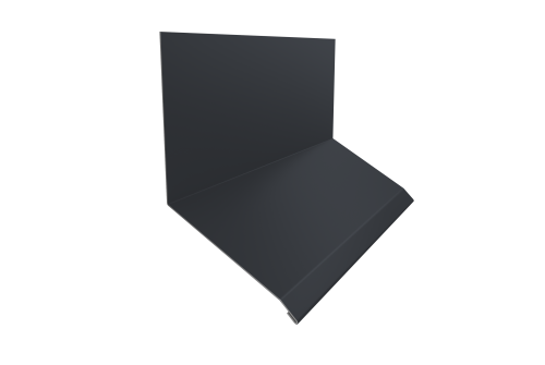 Планка примыкание верхнее к стене фальц Grand Line 150х130х20 0,5 PE с пленкой RAL 7024 мокрый асфальт (2м)